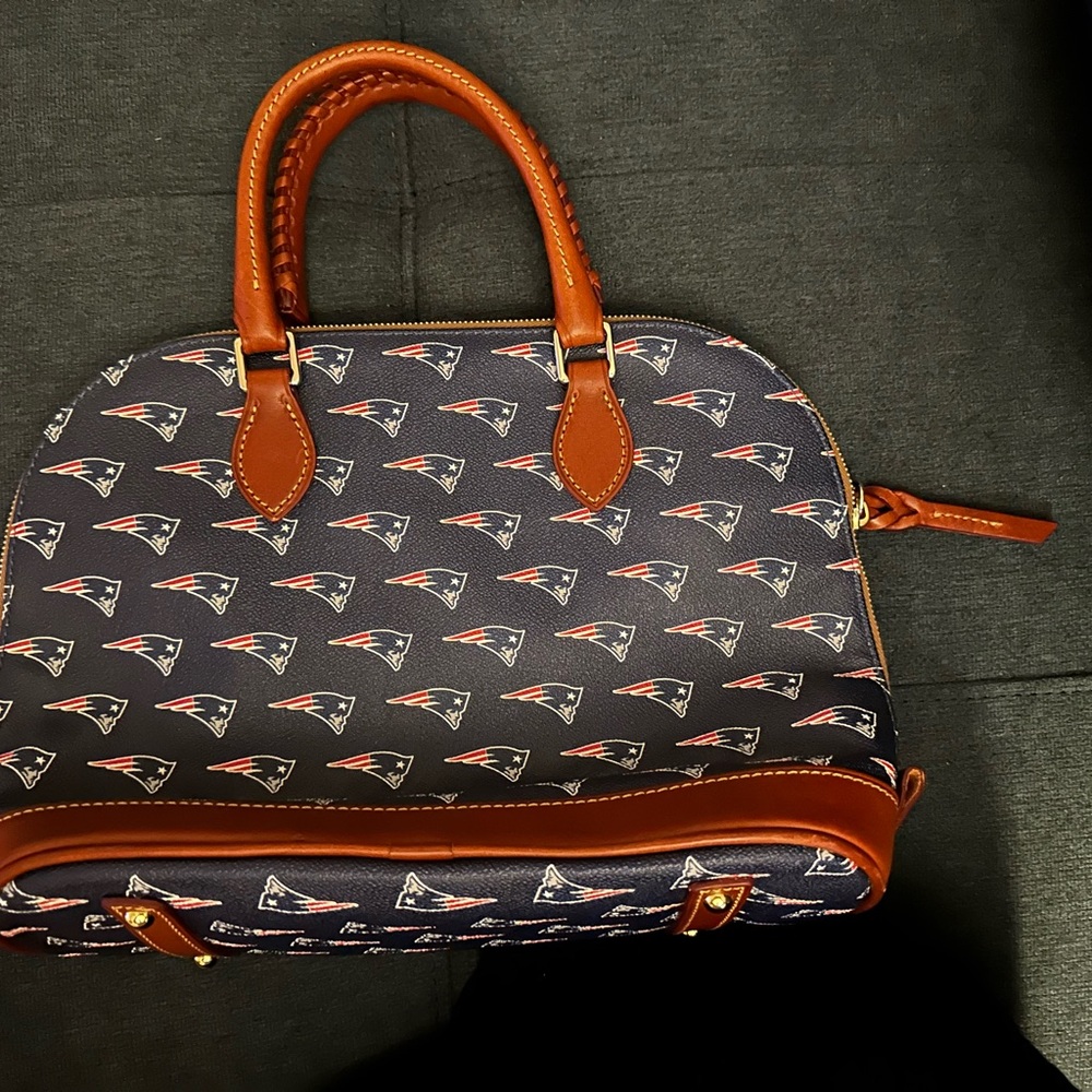 Dooney & Bourke Navy and Brown Satchel - Picture 3 of 6